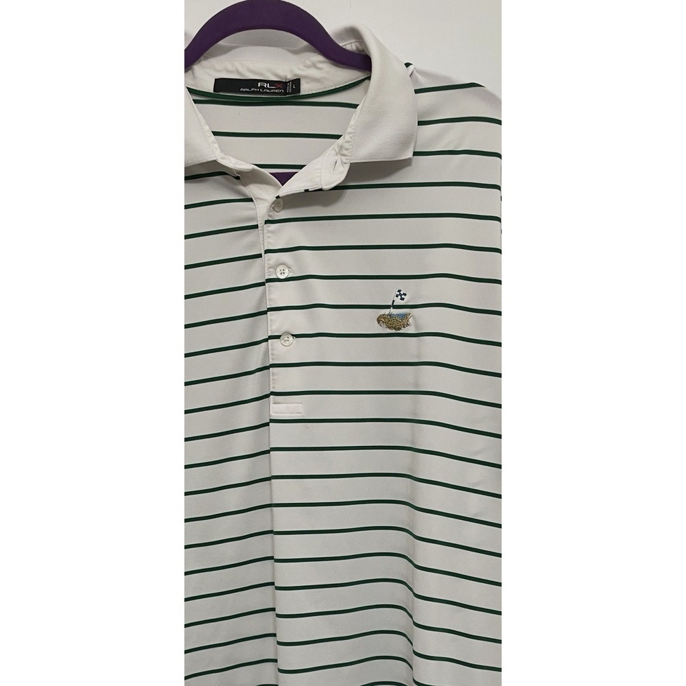 Ralph Lauren RLX Golf Polo Shirt White Green Stripe Size Large